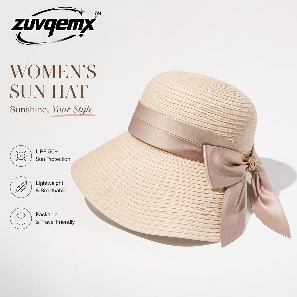 𝒛𝒖𝒗𝒒𝒆𝒎𝒙™ Ribbon Wide-Brim Sun Hat — view 1