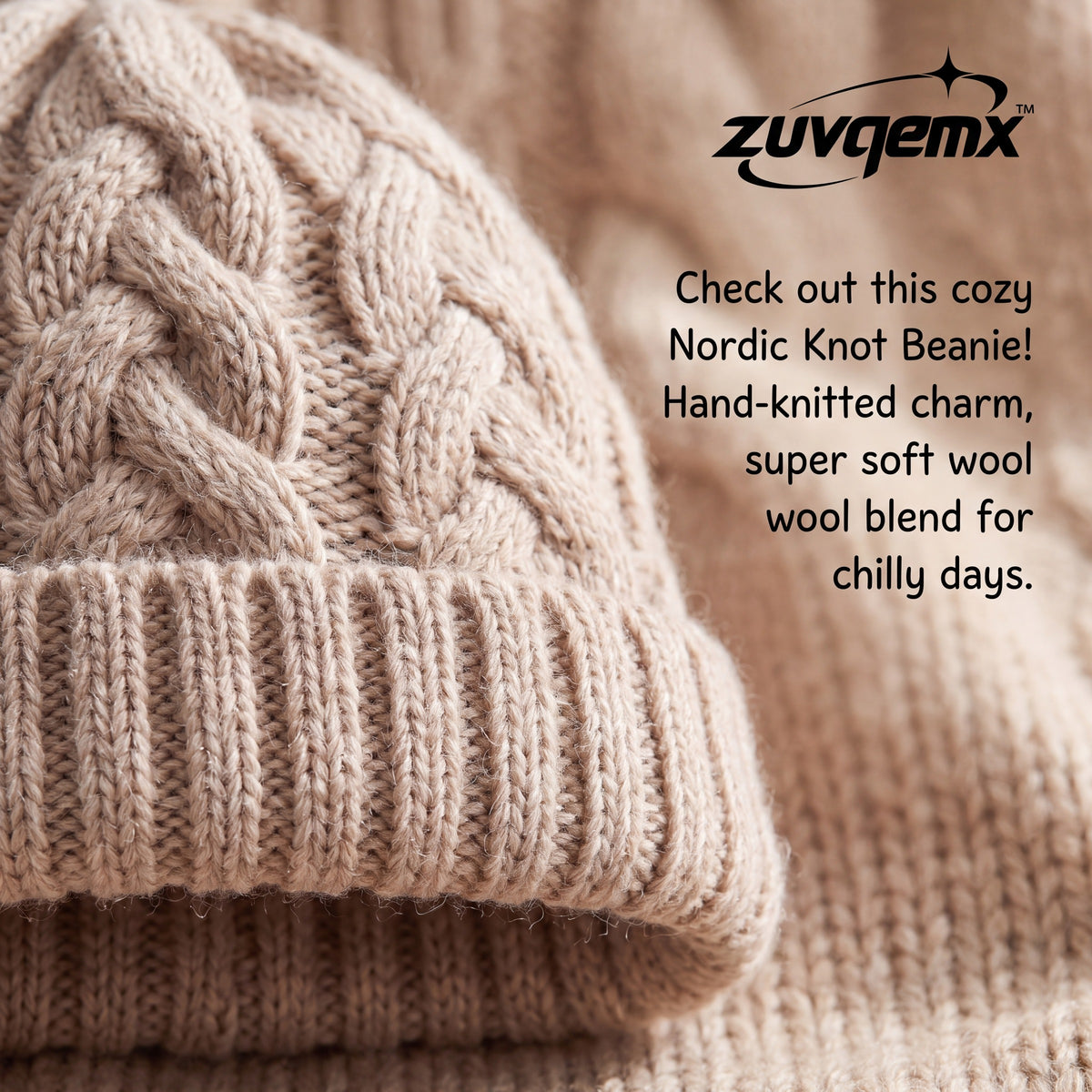 𝒛𝒖𝒗𝒒𝒆𝒎𝒙™ Nordic Knot Beanie — view 4