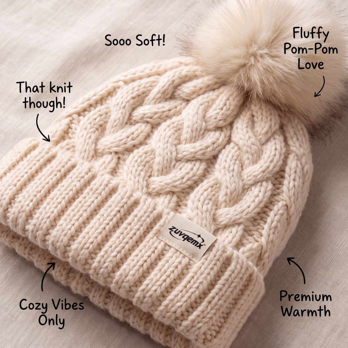 𝒛𝒖𝒗𝒒𝒆𝒎𝒙™ Aurora Pom Beanie — view 2