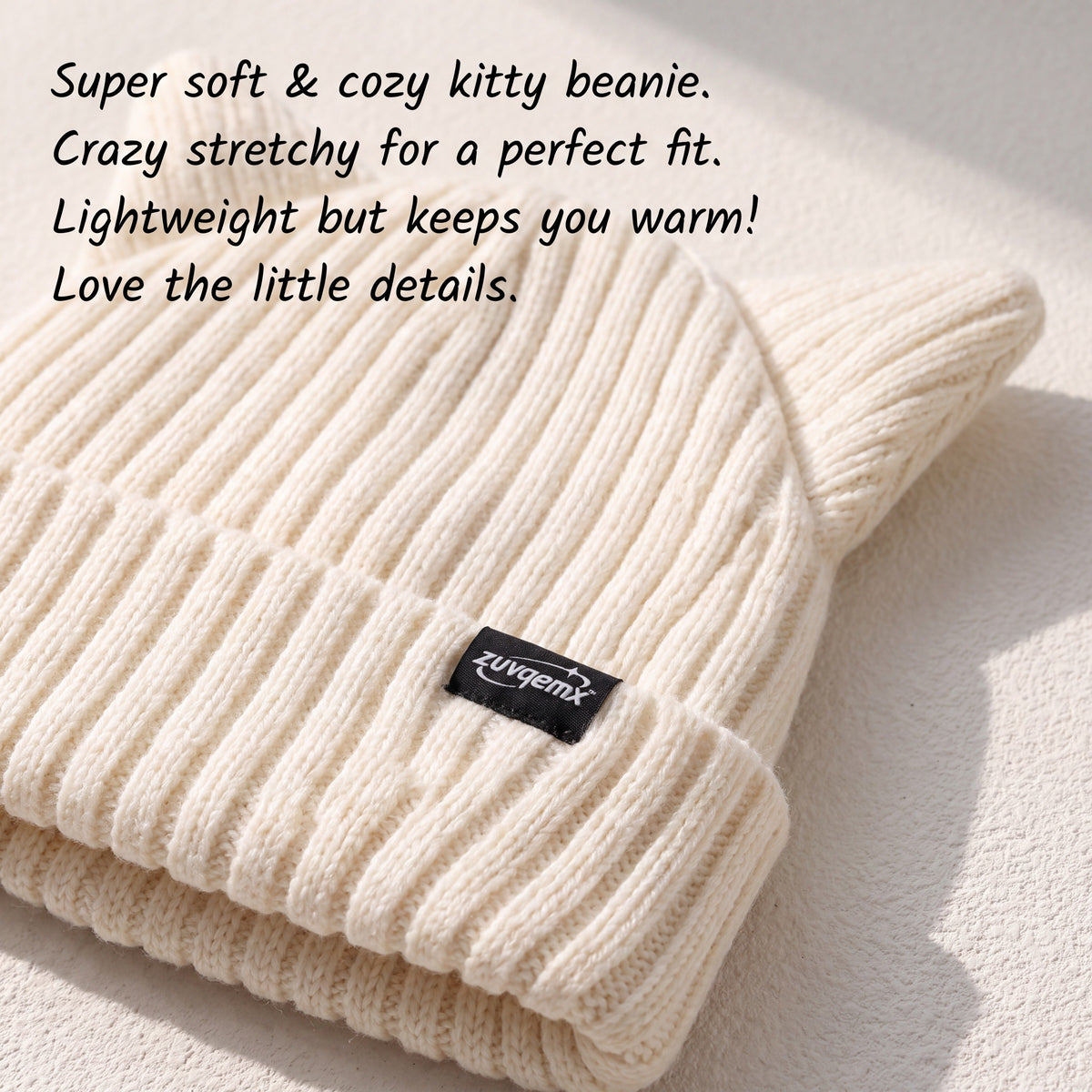 𝒛𝒖𝒗𝒒𝒆𝒎𝒙™ Kitty Ears Ribbed Beanie — view 4