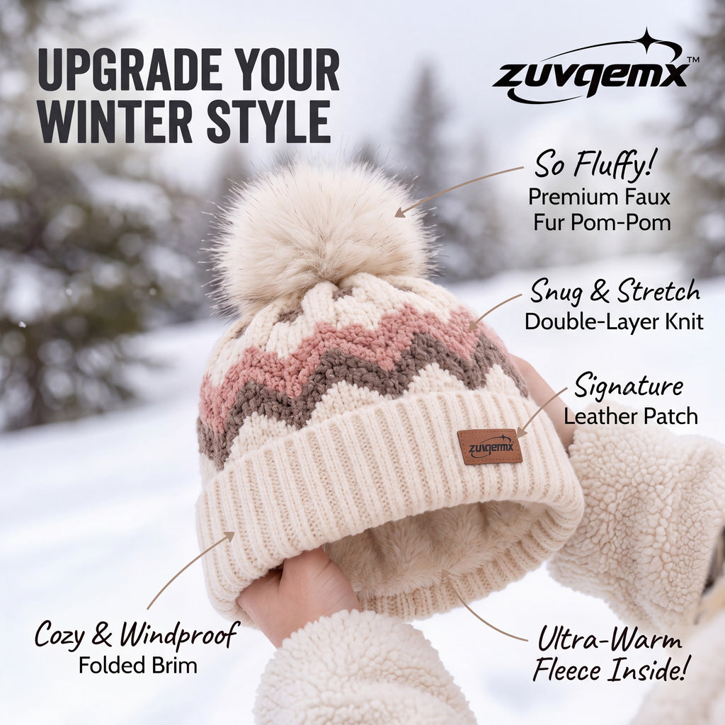 𝒛𝒖𝒗𝒒𝒆𝒎𝒙™ Alpine Pattern Pom Beanie — view 4